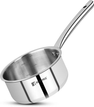 BERGNER Tripro Triply Stainless Steel Saucepan | Less Oil Use | Induction Bottom Sauce Pan 18 cm diameter 2.2 L capacity