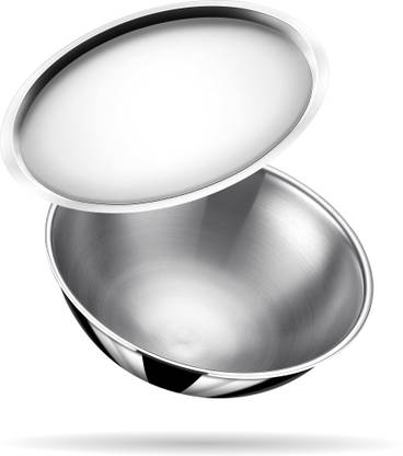 Stahl Artisan Triply Stainless Steel Tasla with Lid 1.6 L capacity 20 cm diameter