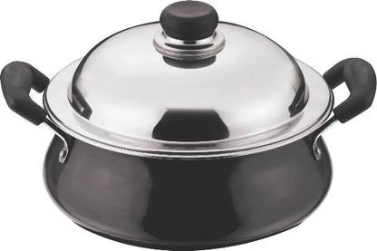 VINOD Black Pearl Plus Hard Anodised Handi with Stainless Steel Lid Handi 3.8 L with Lid