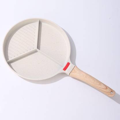 KRESHU 3-in-1 Breakfast Round 3 Holes Cooking Grill Pan with Removable Handle NonStick Pot 12 cm diameter 1.5 L capacity