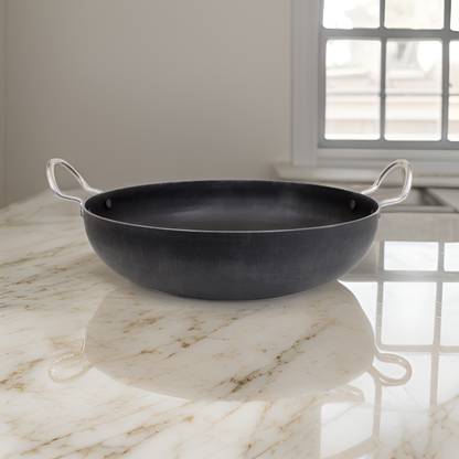 SILVOSWAN Indian Village Kitchen Essential: Pure Natural Iron Kadhai (23cm) 45 Kadhai 23 cm diameter 2 L capacity