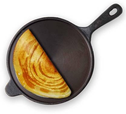 The Indus Valley Super Smooth Cast Iron Tawa for Dosa/Chapathi with Long handle - 10 inch Tawa 25.4 cm diameter