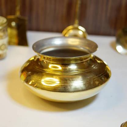 Brass Globe BRASS HANDI WITH TIN COATING | HANDCRAFTED | COOKING UTENSIL | BRASS COOKING POT Handi 5 L