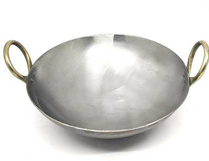 SUPER HK PRODUCTS Pure Loha Kadhai/Iron Traditional Deep Bottom Wok for Cooking|Handmade Kadhai Kadhai 25.4 cm diameter 1.5 L capacity