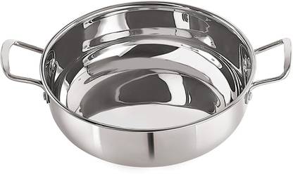 NIRLON NIRLON Stainless Steel Induction Base Sandwich Bottom Kadai Without Lid, Silver Kadhai 24 cm diameter 3.3 L capacity