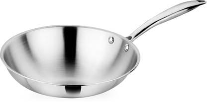 PRABHA Triply Heavy Gauge Stainless Steel Fry Pan, Frying pan, Frypan Without Lid, Fry Pan 16 cm diameter 0.65 L capacity