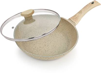 iVBOX indo Die Cast Anti-Bulge Fry Pan Non Stick Cooking Pan, Omlette Pan Egg Pan Fry Pan 24 cm diameter with Lid 1.5 L capacity
