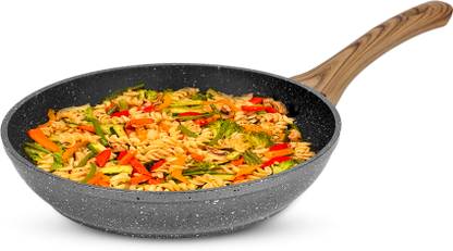 anko 24cm Wood Look Frypan, 3.5 mm Thickness, 4 Layer Non-Stick Daikin Coating, Fry Pan 24 cm diameter 1.8 L capacity