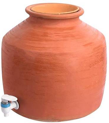 Ptr Clay Water Pot Mitti ka Matka, Pani ka ghada, Matki With Tap (7 Litre) Pot 21 cm diameter 7 L capacity
