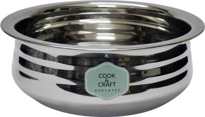 COOKCRAFT Premium Stainless Steel Urli (Silver, 800 ml / 0.8 L) 0.8 L capacity 16 cm diameter