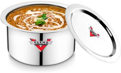 VARNA STAINLESS STEEL Induction Base Tope With Lid | Triply Bottom |2.5 Litre | 2500ML | Size 13 Tope with Lid 2.5 L capacity 25 cm diameter