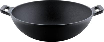 Trilonium Triple Seasoned Cast Iron Kadai | Sleek | Weighs 2.4 kgs Kadhai 26 cm diameter 3 L capacity