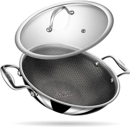 Stahl Artisan Hybrid Triply Non Stick Kadhai 26 cm diameter with Lid 3.3 L capacity