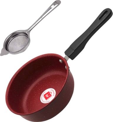 LAZYwindow Superior Quality Nonstick Frying Pan & Tea Stainer, Sauce Pan 17 cm diameter 1 L capacity