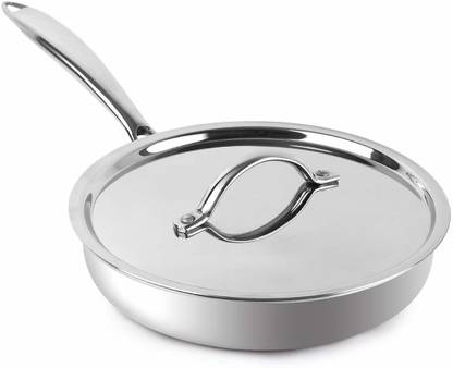 cello Armour Induction Base Tri-Ply Fry Pan with Stainless Steel Lid Kadhai 24 cm diameter with Lid 2.5 L capacity