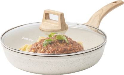 CaROTE for Cooking, White Omlette Fry Pan 28 cm diameter with Lid 3 L capacity
