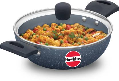 Hawkins Ceramic Deep Kadhai 22 cm diameter with Lid 1.75 L capacity