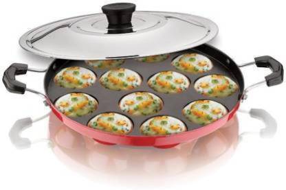 BIGWIN BIGWIN 12Cavities Non Stick Appam Patra with Lid and Side Handle Pancake Pan 20 cm diameter with Lid 1 L capacity