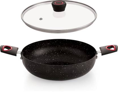 iVBOX iron-Max 24cm Heavy-Weight Kadai induction-Base Non Stick with Glass Lid Kadhai 24 cm diameter with Lid 2.5 L capacity