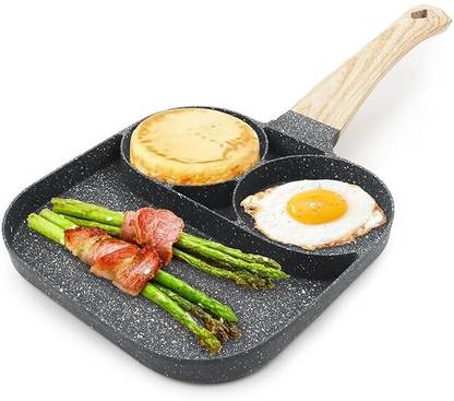 WIZMATE Egg Frying Pan with 3 in1 Section Fry Pan 10 cm diameter 1.5 L capacity