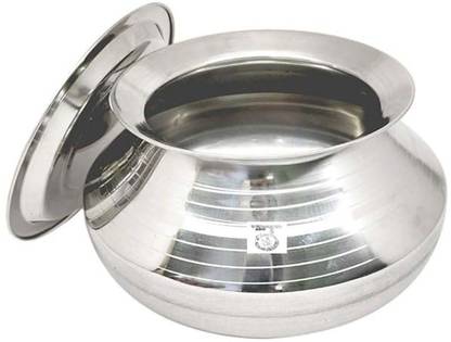 Thathera steel Pongal Handi degchi with Lid Glossy Finish Handi 2500 ML with Lid Handi 2.5 L with Lid