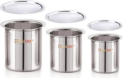 GALOOF Stainless Steel Milk Container Boiler Gunj Pot 1 L, 1.3 L, 1.7 L Tope Set with Lid 1 L, 1.3 L, 1.7 L capacity 10 cm, 11 cm, 12 cm diameter