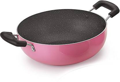 NIRLON Orchid Granite Non Stick Aluminium Deep Kadhai 24 cm diameter 3 L capacity