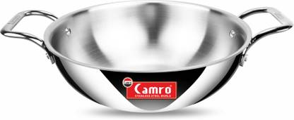Camro Triply Artisian Kadhai 14 no Induction Friendly Kadhai 29 cm diameter 3 L capacity