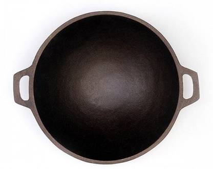 Rock Tawa Rock Tawa Cast Iron Kadhai 9 Inch (Pre-Seasoned) Kadhai 29.5 cm diameter 2 L capacity