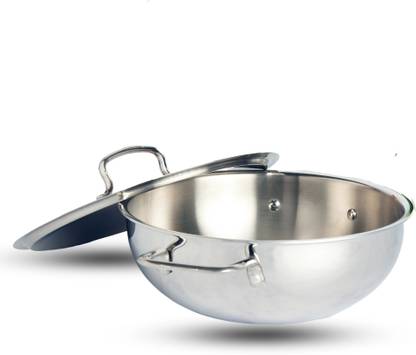 Kraft Futuretec Triply Stainless Steel Extra Deep Kadhai 18 cm diameter with Lid 1.1 L capacity