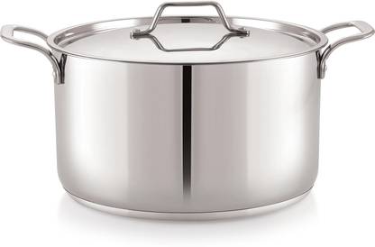 sonu Stainless Steel Stock Pot with Lid, Biryani Cooking Pot, Mirror Finish Pot 24 cm diameter 6.2 L capacity with Lid