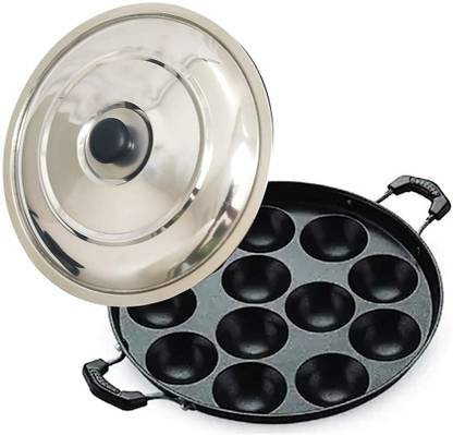 Swarambh Appam Maker Pan z3 Paniarakkal with Lid 0.5 L capacity 24 cm diameter