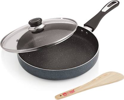 iVBOX Omega-Max 3mm Thick Frying Pan induction-Bottom Fry Pan 24 cm diameter with Lid 1.6 L capacity