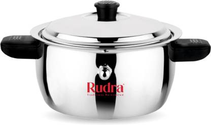 Rudra SS Stainless Steel Ideal Milk Boiler/Cooker Pot 20 cm diameter 2.5 L capacity with Lid