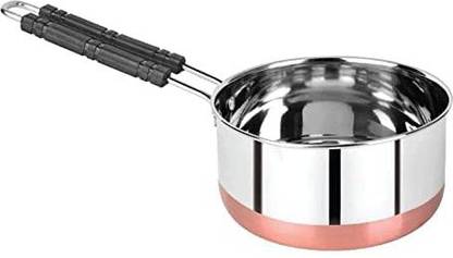 Ashoka Bartan Tea Pan Stainless Steel Copper Bottom Sauce Pan Sauce Pan 18 cm diameter 0.9 L capacity