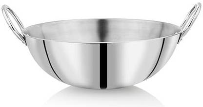 VINOD Claro Heavy Gauge Stainless Steel Plain, 2.5 mm Kadhai 20 cm diameter 1.05 L capacity