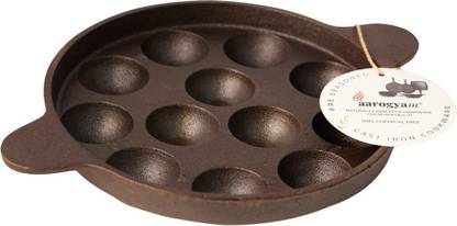 Aarogyam Cast Iron Paniyaram / Appe Pan - 12 Cavity - With ring for induction Paniarakkal 12 L capacity 30 cm diameter