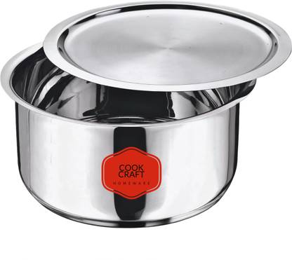 COOKCRAFT Cook Craft Stainless Steel Tope with lid 2000 ml / 2 L, 22g, Round Bottom with Lid 2 L capacity 20 cm diameter