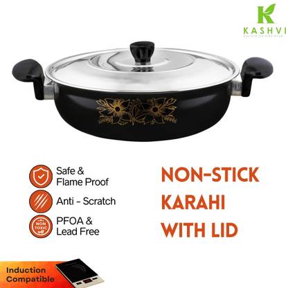 Kashvi Premium Big Kadhai Kadhai 26 cm diameter with Lid 3.5 L capacity