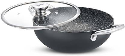 Prestige Durastone 6 Layer Non-Stick Deep Kadhai 24 cm diameter with Lid 3 L capacity