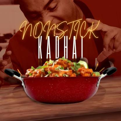 LAZYwindow Superior Quality Nonstick Kadhai 21 cm diameter 1.25 L capacity