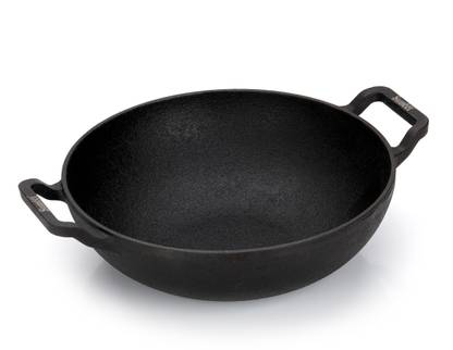 Sumeet Pre Seasoned Heavy Cast Iron Deep Kadai, Induction Friendly,27cm,Wt-2.770Kg Kadhai 27 cm diameter 3.15 L capacity