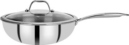 BERGNER Hitech Triply Non stick Prism Kadhai 4.5 Litres, Inducton bottom Kadhai 28 cm diameter with Lid 4.5 L capacity