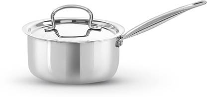 Kichera Triply Stainless Steel Saucepan with Tube Handle | 1.2L Tea Pan 14cm Sauce Pan 14 cm diameter with Lid 1.2 L capacity