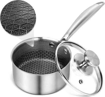 VYATIRANG Hybrid Triply Non Stick Kadai with Lid for Deep Frying, Braising, and Poaching Pot 18 cm diameter 2 L capacity with Lid