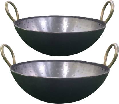 SHINI LIFESTYLE Heavy Base Iron Kadhai Loha Kadhai 30cm,28cm Kitchen Karahi Kadhai 30 cm diameter 3 L capacity