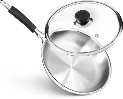 Durapan Triply Frying Pan – Toxin Free & Induction Compatible Fry Pan 20 cm diameter with Lid 1 L capacity