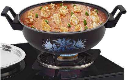 VibeWind Small Size Cast Iron Kadai for Cooking for Deep Frying Induction Base 14 inch Kadhai 36.5 cm diameter 3 L capacity
