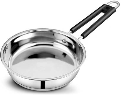 MS WORLD Sandwich Bottom Fry Pan / Induction & Gas Compatible Fry Pan For Cooking Fry Pan 21.5 cm diameter 1.45 L capacity