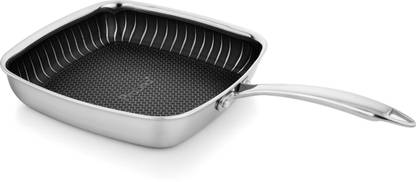 PRABHA Tri-ply Non-Stick Induction Compatible kadhai, Frypan, Square Pan, Saute pan Taper Fry Pan 24 cm diameter 2.2 L capacity